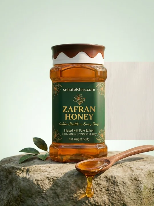 sehat khas zafran honey 500g jar – pure saffron infused honey