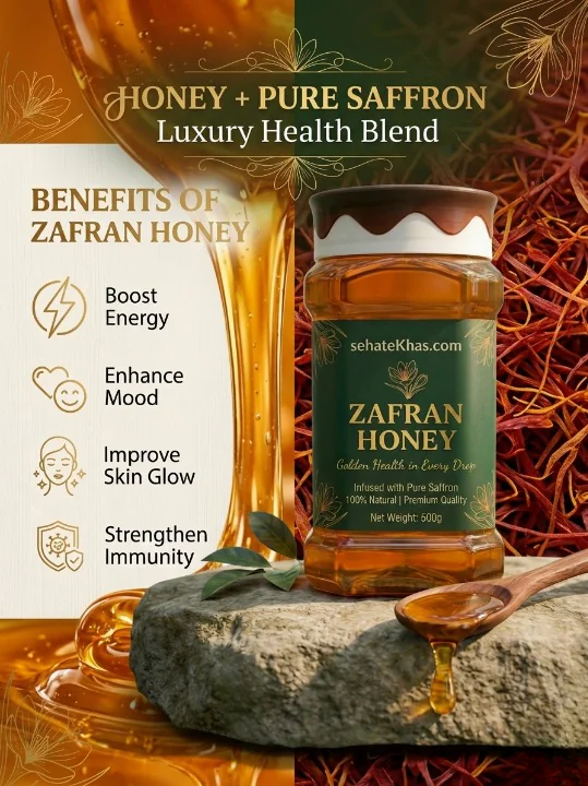 sehat khas zafran honey 500g jar – pure saffron infused honey