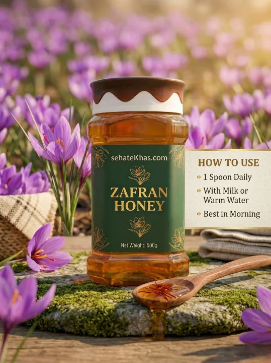 sehat khas zafran honey 500g jar – pure saffron infused honey